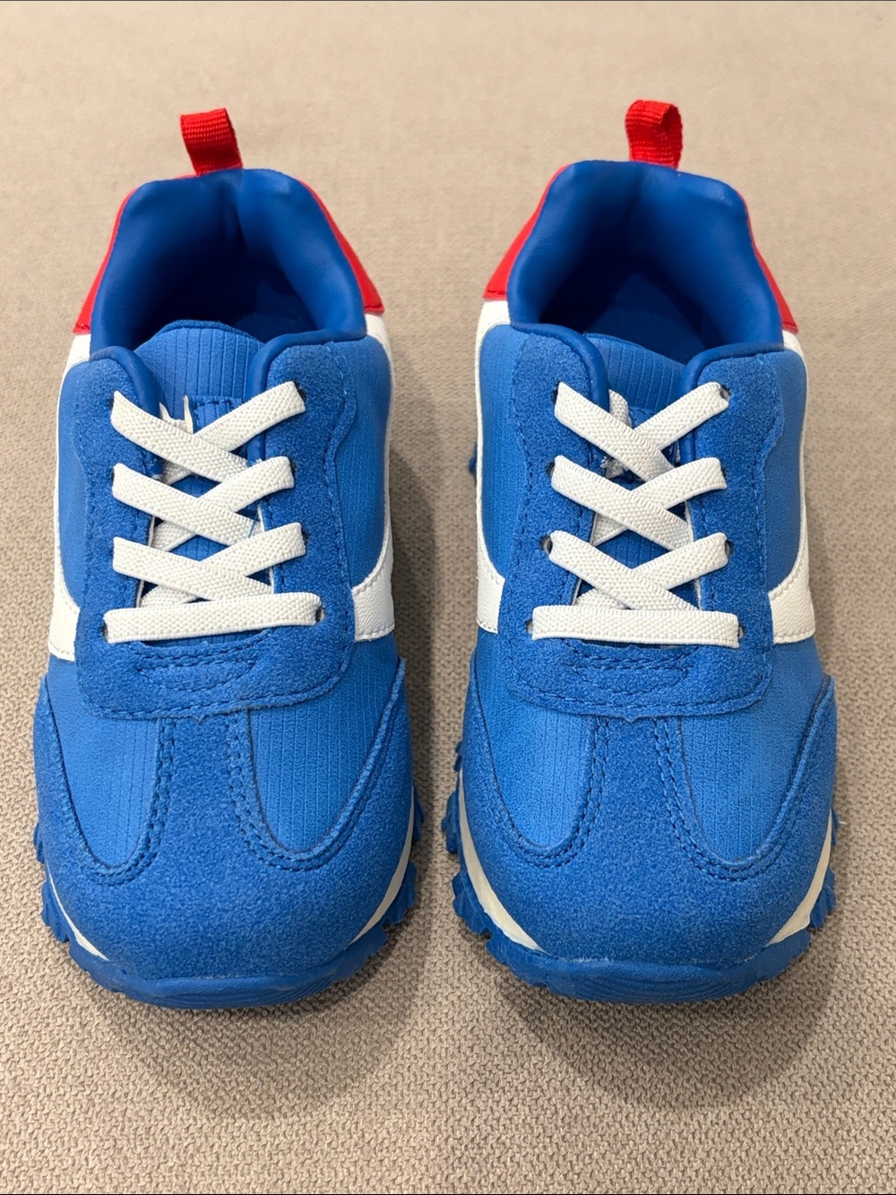 Carter’s Royal Blue Sneakers with White Stripes & Red Pull Tab – Size 9